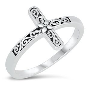 Silver Ring - Cross Ring Sterling Silver Ring - 925 size 4-10